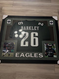 Saquan Barkley Signed Jersey in Custom Eagles Framed Display (Beckett)