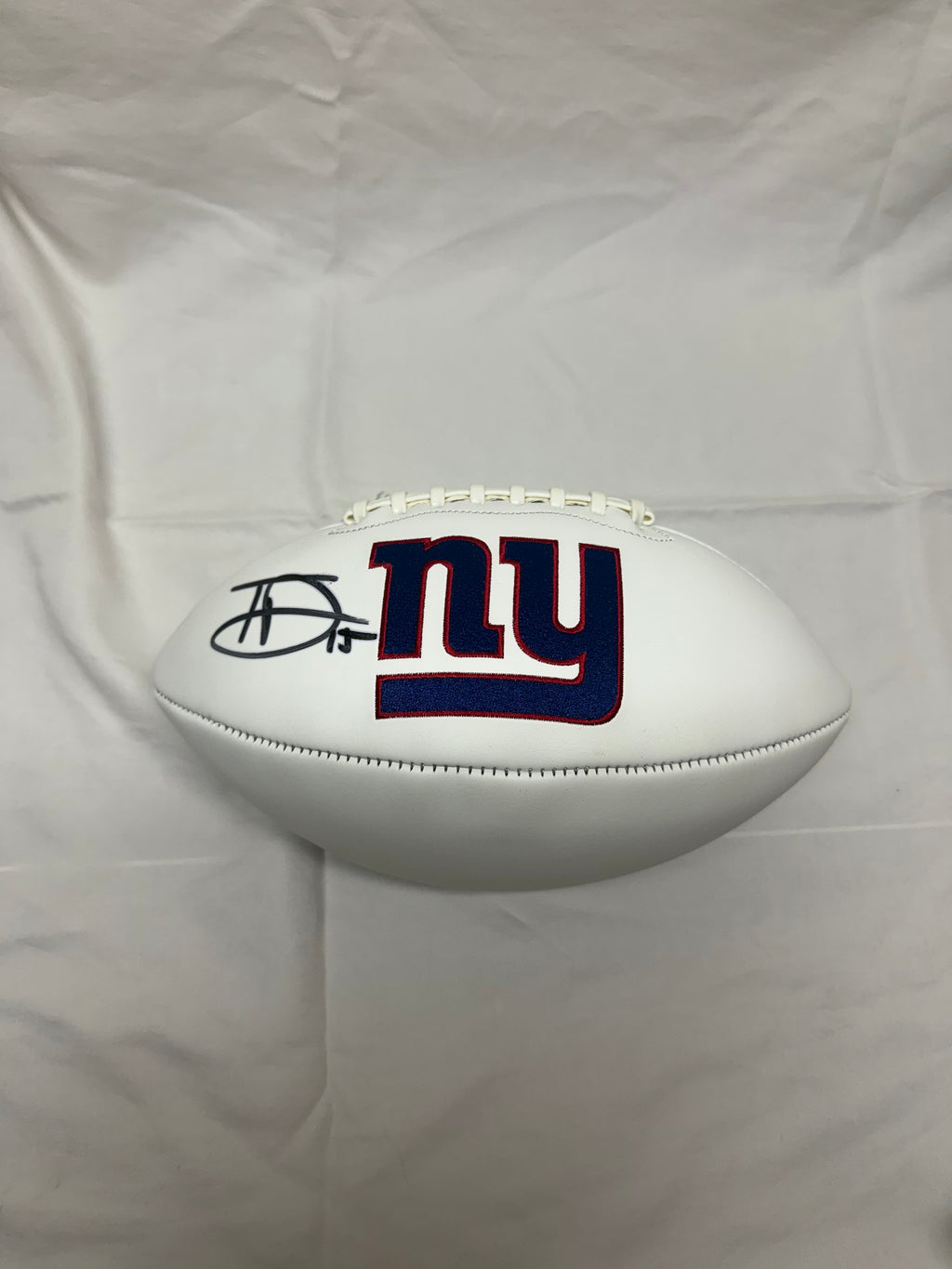 Tommy Devito Signed White Panel Giants Football (Beckett Authenticated)