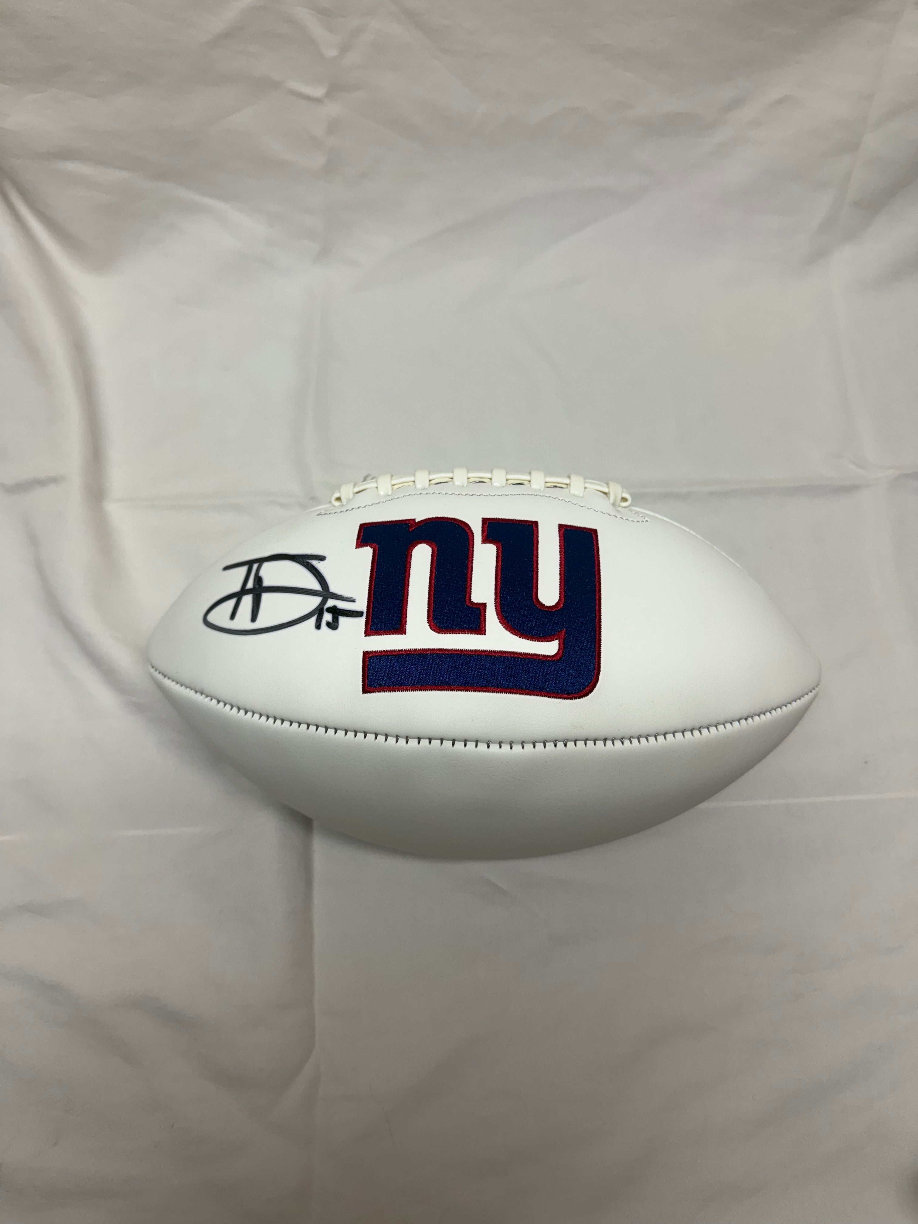 Tommy Devito Signed White Panel Giants Football (Beckett Authenticated)