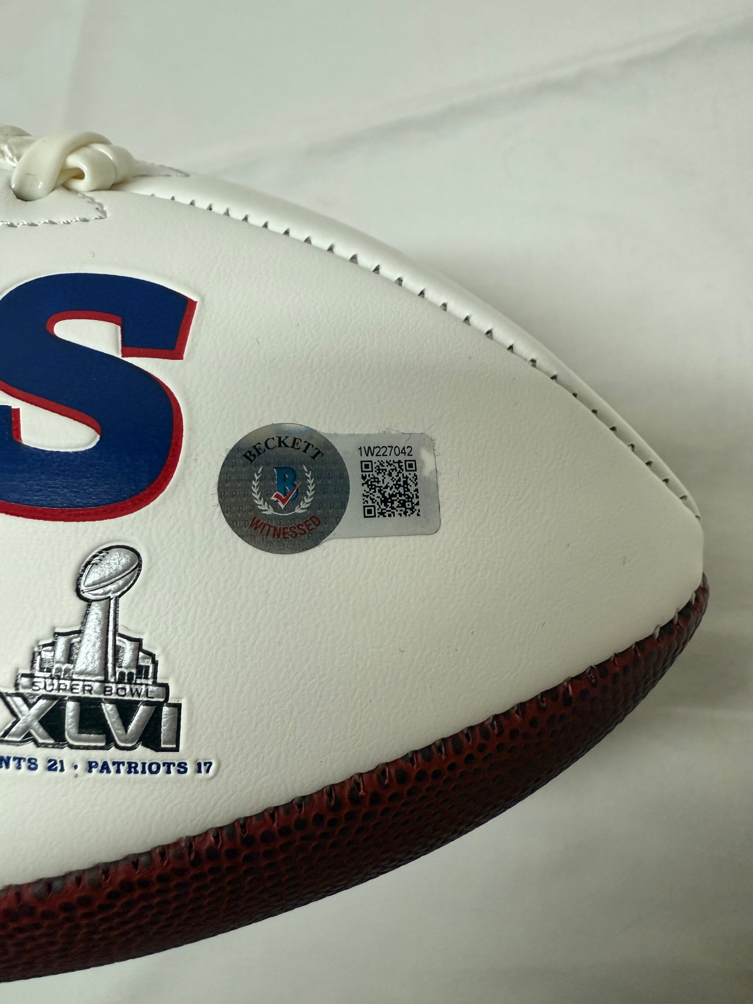 Tommy Devito Signed White Panel Giants Football (Beckett Authenticated)