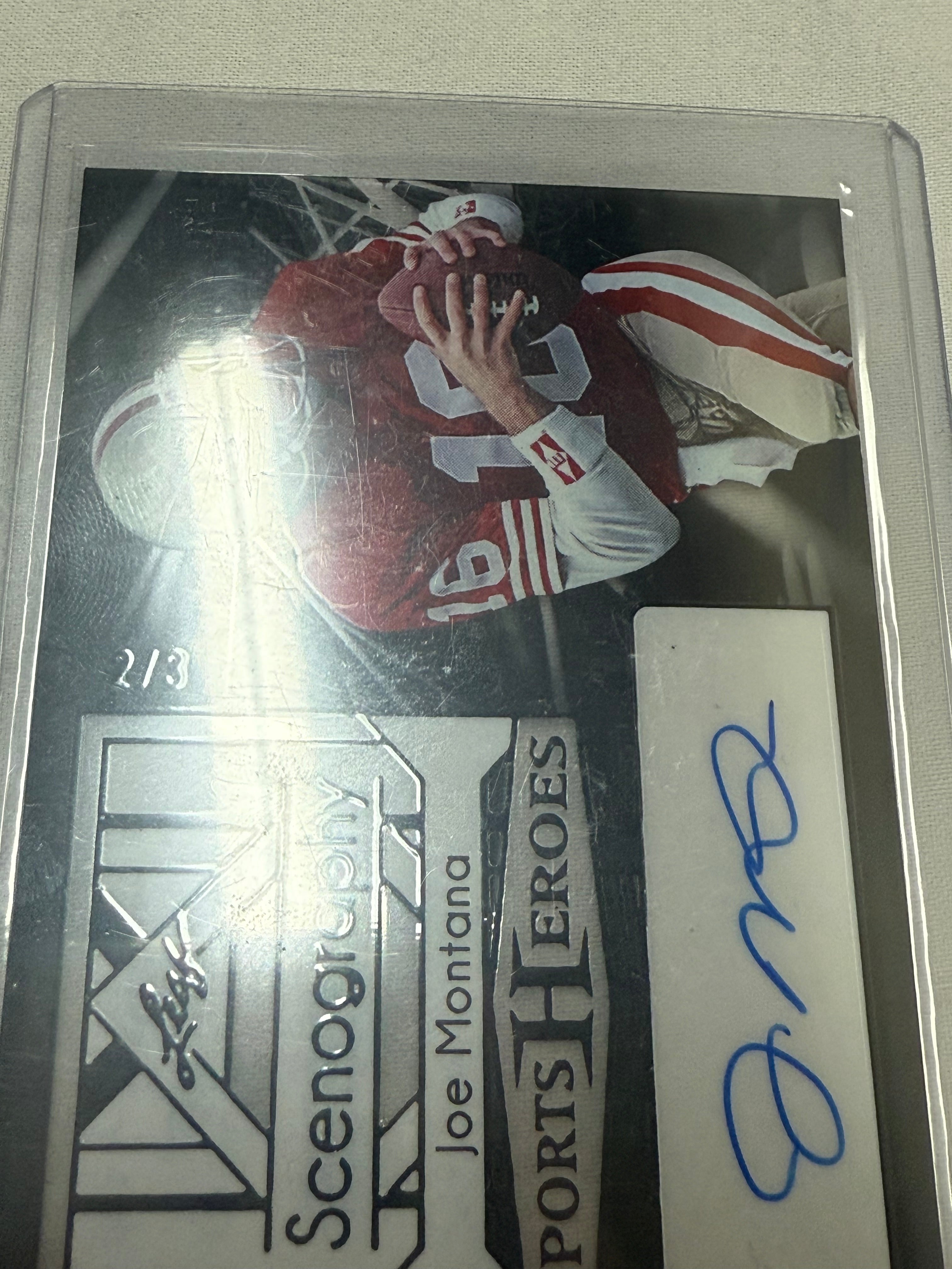 Joe Montana Autographed Leaf Scenography Card 2/3