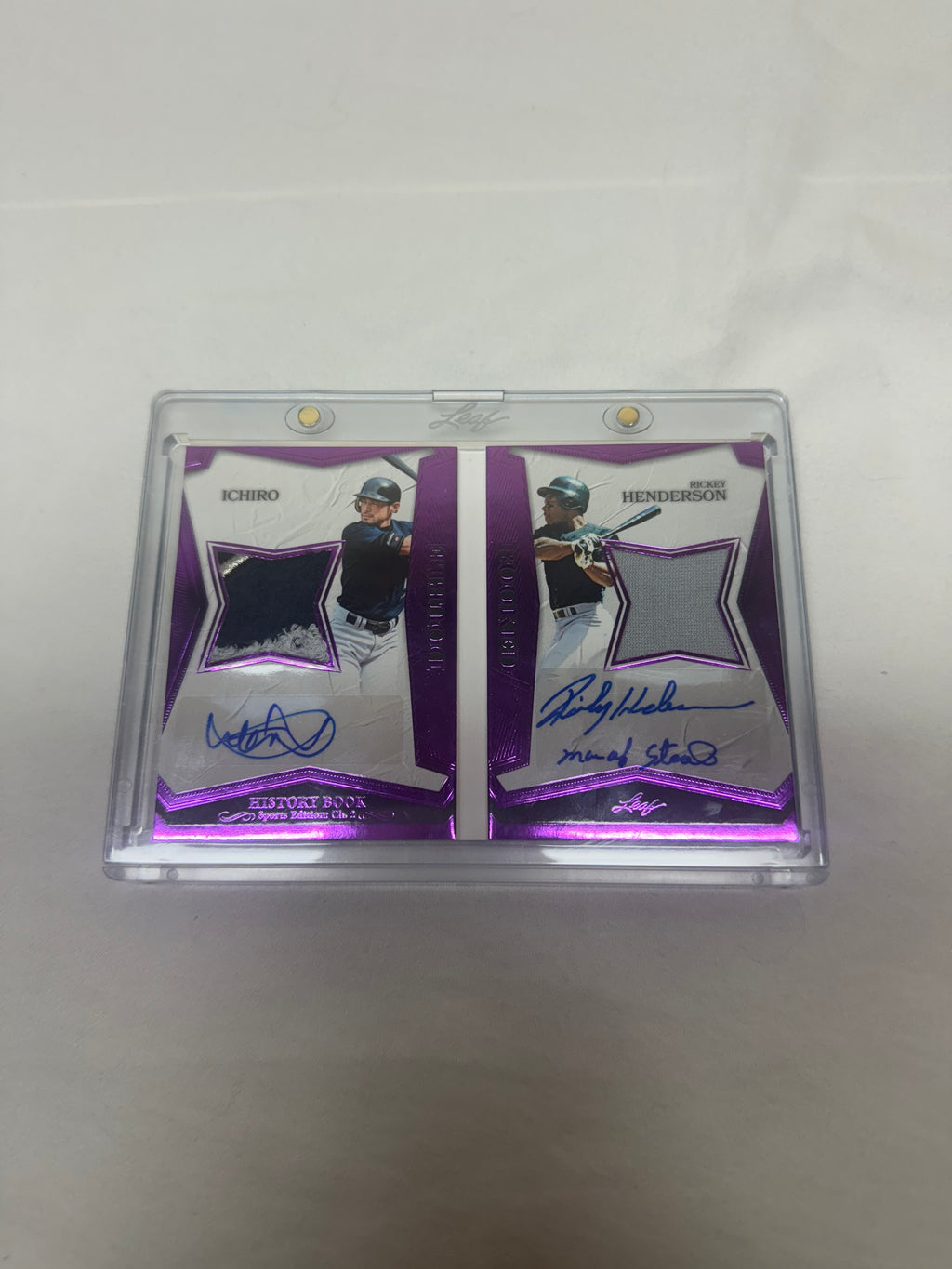 Ichiro and Ricky Henderson Dual Game Worn Patch and Autograph 5/5