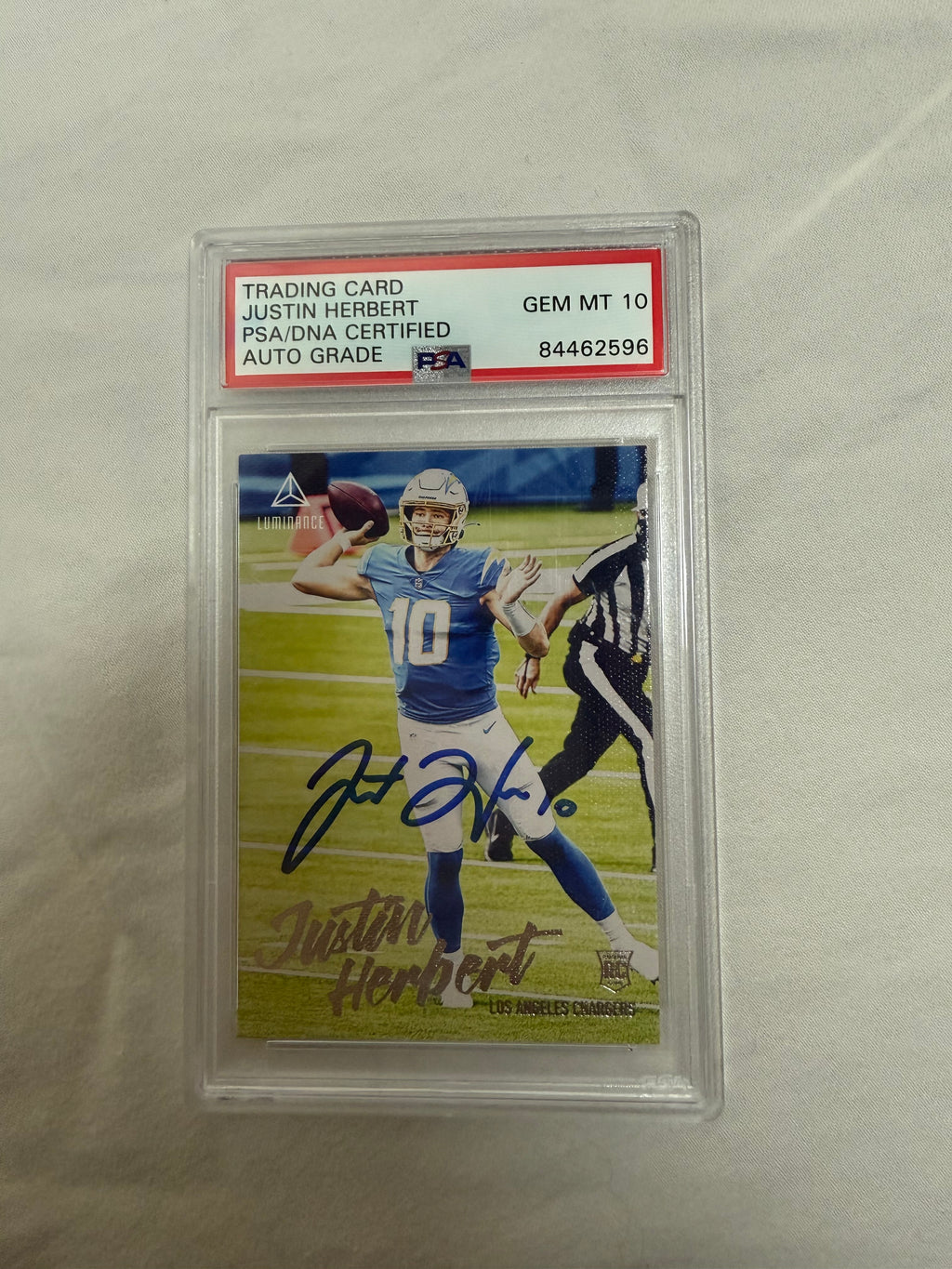 Justin Herbert Signed Rookie Panini Luminance (Gem MT 10)