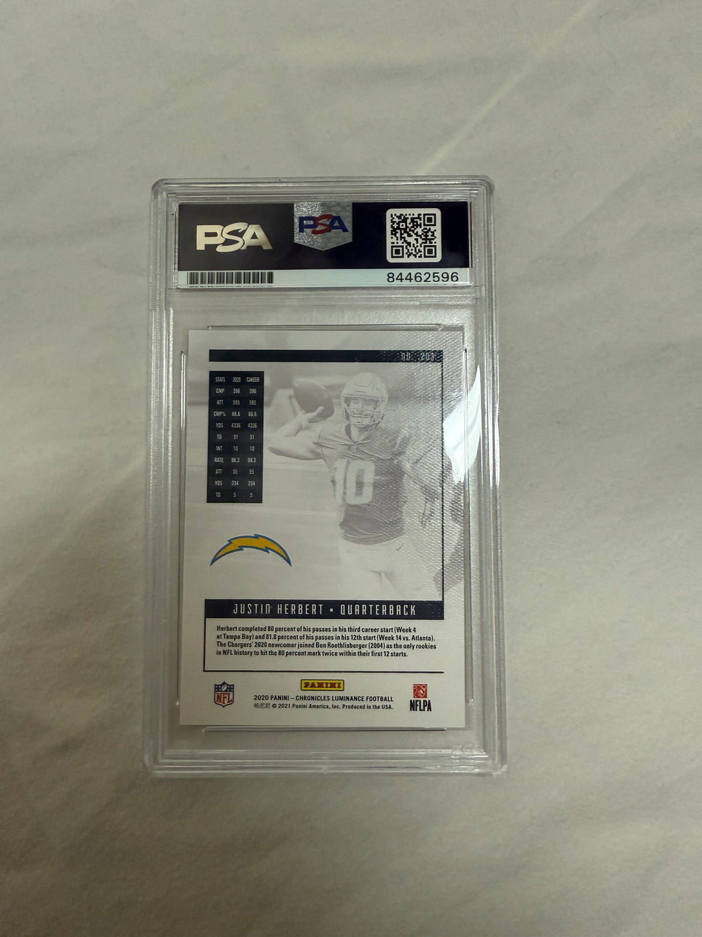 Justin Herbert Signed Rookie Panini Luminance (Gem MT 10)