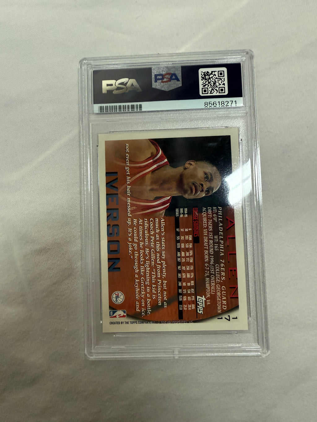 Allen Iverson Signed 1996 Topps Rookie Card