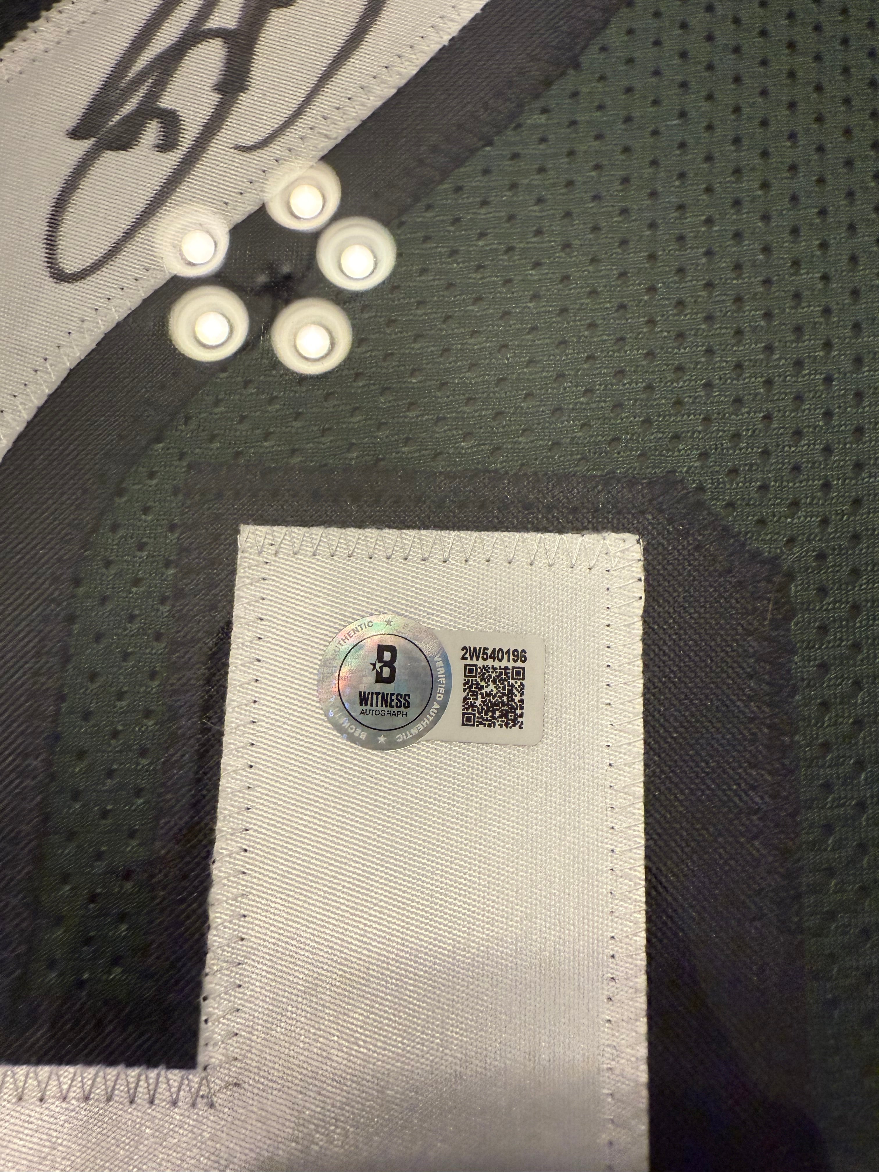 Saquan Barkley Signed Jersey in Custom Eagles Framed Display (Beckett)